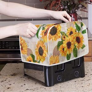 Annejudy Vintage Sunflower Toaster Cover, 4 Slice Small Appliance Bread Maker Cover for Kitchen, Dustproof Toaster Oven Cover