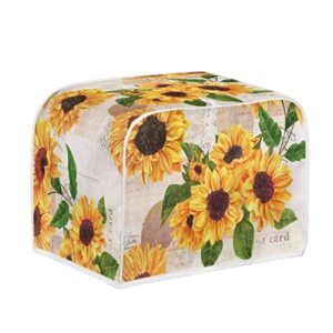 Annejudy Vintage Sunflower Toaster Cover, 4 Slice Small Appliance Bread Maker Cover for Kitchen, Dustproof Toaster Oven Cover