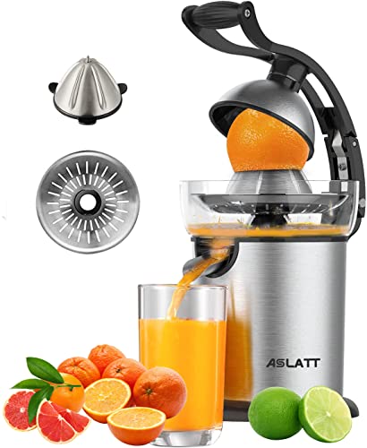 ASLATT Citrus Juicer Electric, Stainless Steel Orange Juicer Squeezer Juice Maker for Lime Grapefruit Lemon，Orange Juicer Machine, Detachable Design, Easy Clean