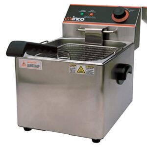 winco efs-16 deep fryer, electric, countertop single well, silver, 16.14 x 9.65 x 13.58 inches