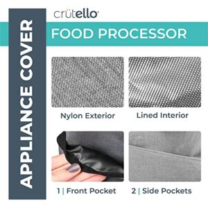 Crutello Food Processor Cover with Storage Pockets for Large 11-14 Cup Processors, Fits Various Brands