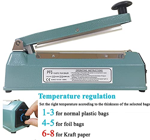 Impulse Sealer, 8 inch Handheld Impulse Bag Heat Sealer Packaging Machine for Self Sealing Plastic Poly Cellophane Mylar Shrink Wrap Clip Bags