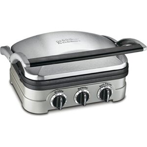 Cuisinart 5-in-1 Grill Griddler Panini Maker Bundle with Waffle Attachment (GR-4N) - Includes Grill and Waffle Plates