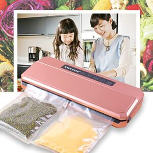 YOVYOV Vacuum Sealer Machine, 80kPa Vacuum Sealer Machine with Starter Kits, Vacuum Air Sealing System for Food Preservation, Dry & Moist Food Modes, Compact Design (Rose Gold）