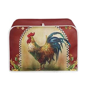 zfrxign chicken 4 slice toaster cover for home kitchen decor accessories rooster toaster oven cover washable small appliance covers with top handle red