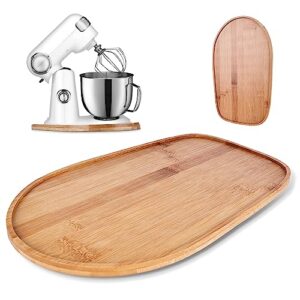 bamboo stand mixer sliding mat: bamboo mixer slider fit for 4.5-5 qt stand mixer, mixer appliance moving tray, kitchen countertop storage mover sliding caddy, kitchen aid mixers accessories