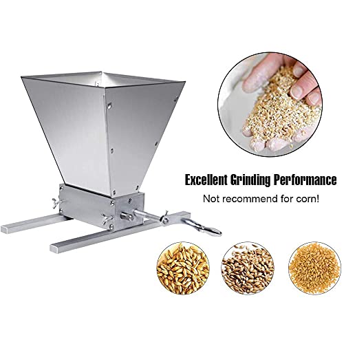Malt Crusher Adjustable Barley Grinder 2 Roller Grain Mill Stainless Steel Adjustable Barley Grinder with Cleaning Brush and Large Capacity Hopper for Beer Brewing by LUCKEG