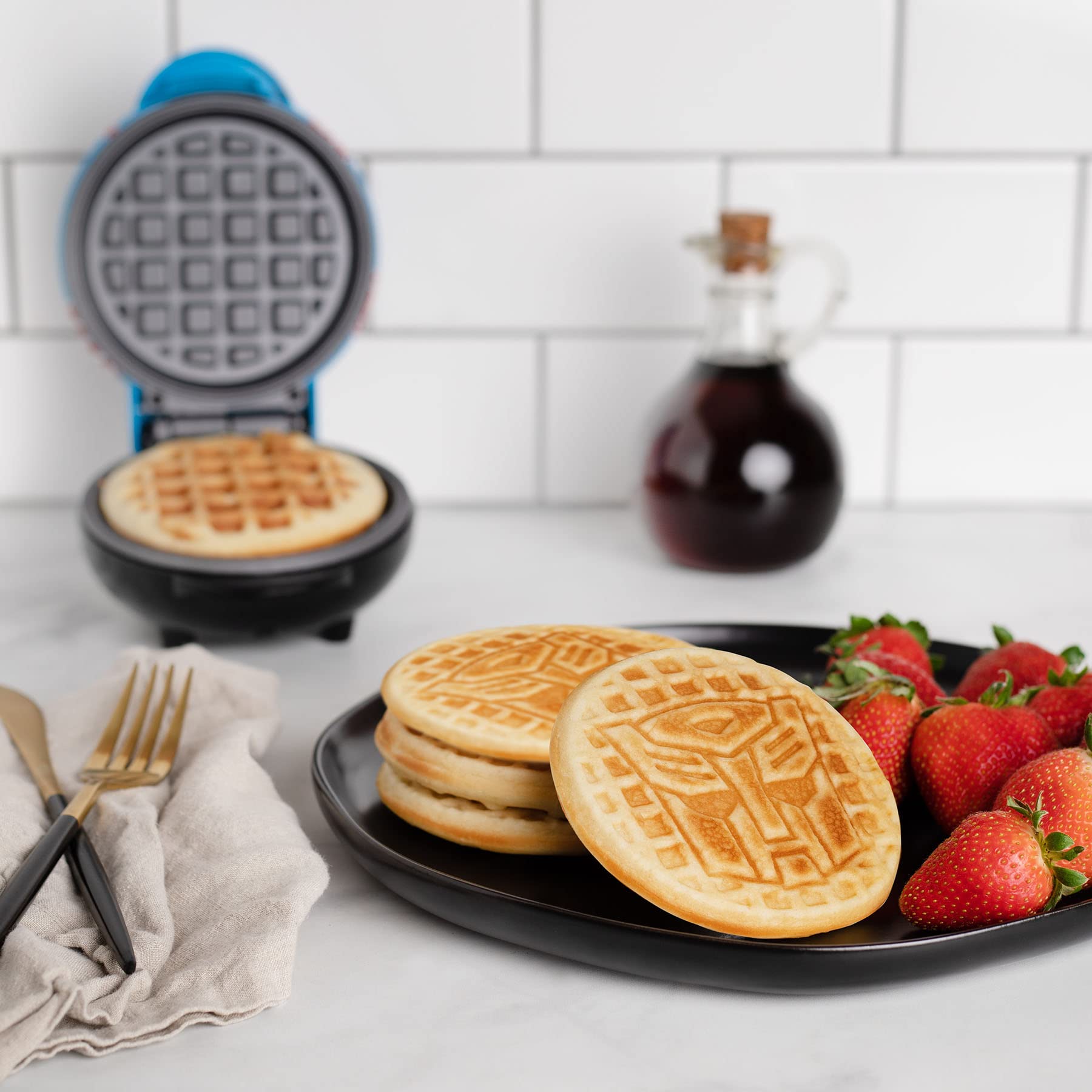 Uncanny Brands Autobot Mini Waffle Maker - Transformers Kitchen Appliance