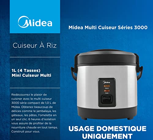 Midea Mini Rice Cooker 1L (4 Cup), Multi Cooker 3000 Series, 4Cups Rice Cooker and Warmer