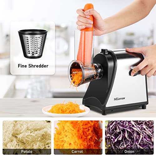 250W Electric Cheese Grater, 5 In 1 Professional Cheese Grater Electric Slicer/Shredder for Veggies, Electric Cheese Grater for Block Cheese Salad Maker, Shredded Carrot, Zucchini, Upgraded Version