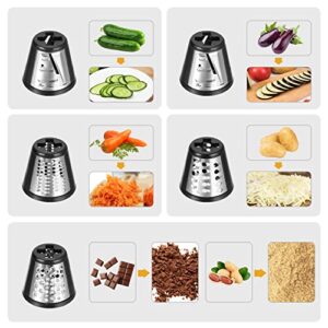 250W Electric Cheese Grater, 5 In 1 Professional Cheese Grater Electric Slicer/Shredder for Veggies, Electric Cheese Grater for Block Cheese Salad Maker, Shredded Carrot, Zucchini, Upgraded Version