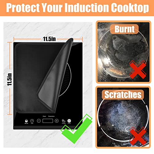 Amerbro Fireproof Induction Cooktop Protector - 11.5 x 11.5in (Magnetic) Induction Cooktop Mat for Electric Induction Stove - Heat Resistant & Waterproof - Prevent Scratches and Burns - Black (2 PCS)