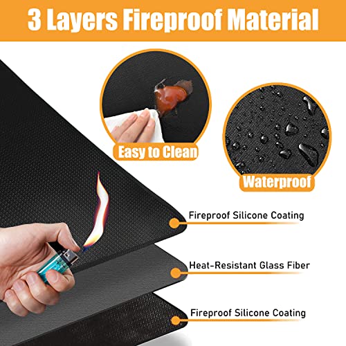 Amerbro Fireproof Induction Cooktop Protector - 11.5 x 11.5in (Magnetic) Induction Cooktop Mat for Electric Induction Stove - Heat Resistant & Waterproof - Prevent Scratches and Burns - Black (2 PCS)