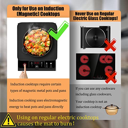 Amerbro Fireproof Induction Cooktop Protector - 11.5 x 11.5in (Magnetic) Induction Cooktop Mat for Electric Induction Stove - Heat Resistant & Waterproof - Prevent Scratches and Burns - Black (2 PCS)