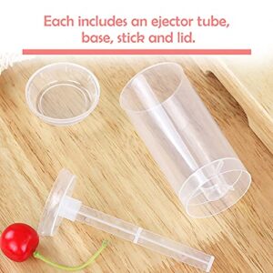 EKIND Clear Push-Up Cake Pop Shooter (Push Pops) Plastic Containers with Lids, Base & Sticks, Pack of 12