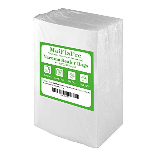 MaiFlaFre 200 Quart 8X12 Vacuum Sealer Bags with Commercial Grade, BPA Free, Heavy Duty.Vacuum Sealer Freezer Bags Compatible with Any Types Vacuum Sealer