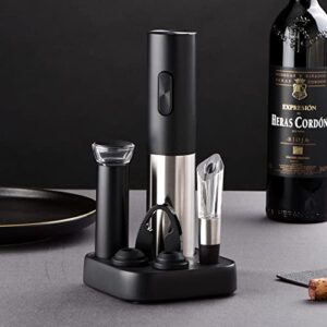 Electric Wine Opener, Automatic Wine Bottle Opener with Base, Corkscrew Remover with Foil Cutter Vacuum Pump Preservation Stopper Aerator Pourer Wine Lovers Gift Set USB Rechargeable