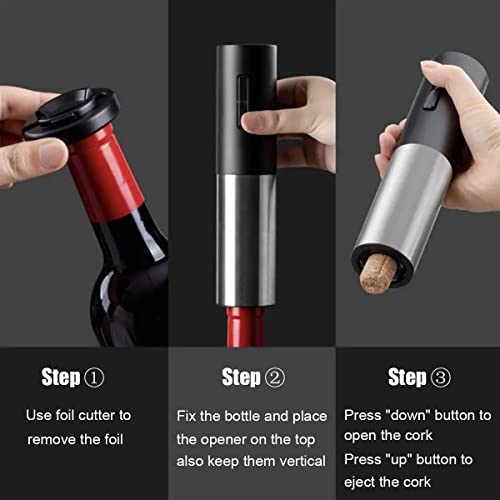 Electric Wine Opener, Automatic Wine Bottle Opener with Base, Corkscrew Remover with Foil Cutter Vacuum Pump Preservation Stopper Aerator Pourer Wine Lovers Gift Set USB Rechargeable