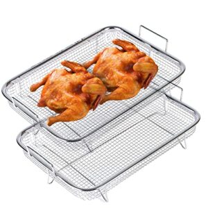 Air Fryer Basket For Oven: 2Pcs Air Fryer Basket, Air Fryer Pan 30 * 22 * 5.5CM Fry Basket Non-Stick Air Fryer Oven Accessories Tray Air Fryer Basket for French Fry Frozen Food