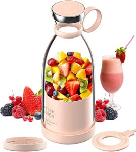 suomi personal blender for shakes and smoothies with rechargeable usb blender cup, portable blender (pink)