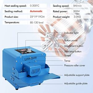 Heat Sealer Machine,Automatic Plastic Sealing Machine, Continuous Roller Sealer Temperature Control, Bag Sealer For Cookies,Small Shops,Home Kitchen