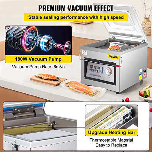 VEVOR Chamber Vacuum Sealer DZ-260C Kitchen Food Chamber Vacuum Sealer, 110V Packaging Machine Sealer for Food Saver, Home, Commercial Using