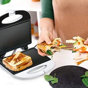 Bene Casa - White Nonstick Flat Grill Sandwich Maker - Includes Cool-touch Handles and Die Cast Aluminum Cooking Surface