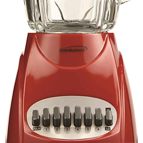 Brentwood Blender with Glass Jar, 12-Speed + Pulse, Red