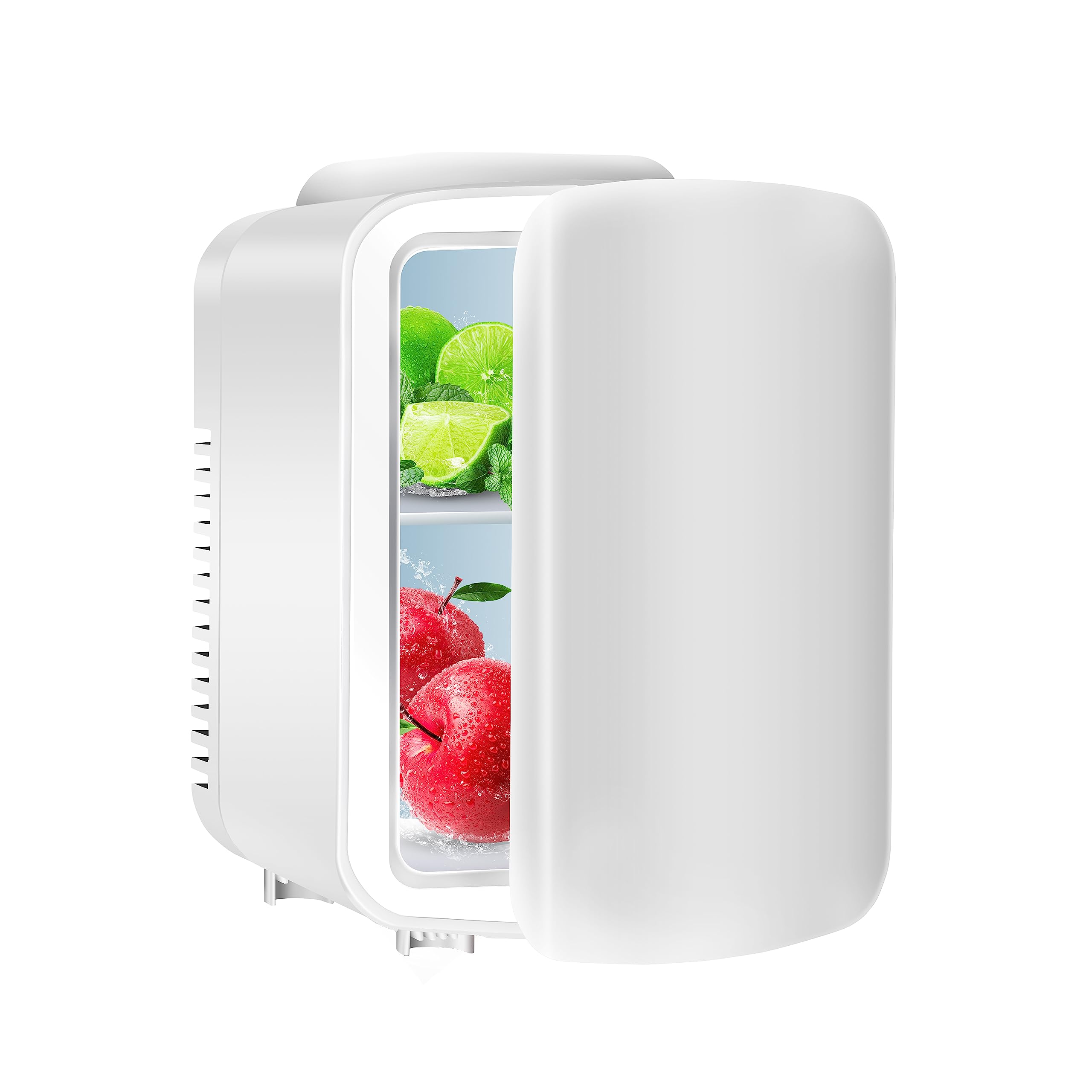 Simple Deluxe Mini Fridge, 4L/6 Can Portable Cooler & Warmer Freon-Free Small Refrigerator Provide Compact Storage for Skincare, Beverage, Food, Cosmetics, White