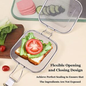 Sandwich Cage, Ovens Sandwich Clip, 304 Food Grade Stainless Steel Sandwich Racks for 2-Slice Toaster, Bread Sandwich Grill Cooling Rack Oven for Quick Sandwich Making, Oven Accessory