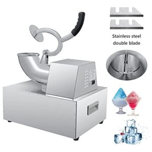 TOPQSC Electric Ice Shaver Snow Cone Maker Machine, Ice Crusher Silver 250W 440lb/h, Industrial Quality Commercial Heavy Duty Snow Cone Equipment for Home and Commercial Use