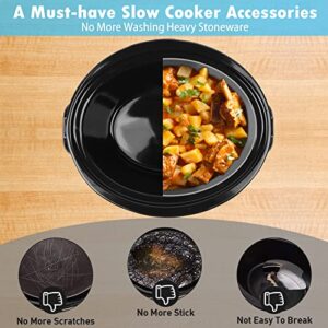 Silicone Slow Cooker Liner fit 6 QT Oval Slow Cooker，Reusable & Leakproof Dishwasher Safe Crock-Pot Liner for 6-7 Quart Crock Pot (Black [Fit 6 QT])