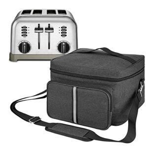 kingshion storage shoulder bag compatible with most 4-slice toasters, toaster portable storage bag with zipper for most 4-slice toasters and extra accessories (dark grey)