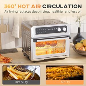 HOMCOM Air Fryer Toaster Oven, 21QT 8-In-1 Convection Oven Countertop, Broil, Toast, Dehydrator, Thaw and Air Fry, Accessories Included, 1800W, Stainless Steel Finish