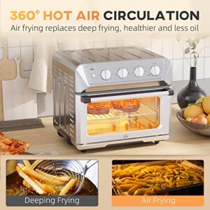 HOMCOM Air Fryer Toaster Oven, 21QT 7-In-1 Convection Oven Countertop, Warm, Broil, Toast, Bake and Air Fry, 4 Accessories Included, 1800W, Stainless Steel Finish