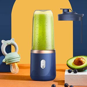 portable blender for shakes and smoothies, prtable blender, personal blender, traveling fruit veggie juicer cup, portable blender usb rechargeable (dark blue)