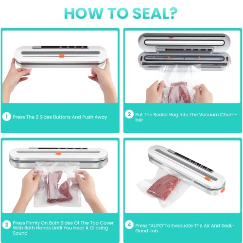 Vacuum Sealer|Food Saver Vacuum Sealer Machine|Vacuum Sealer Machine|Automatic Air Sealing System For Food Storage Dry And Moist Food Modes|120Kpa Super Suction