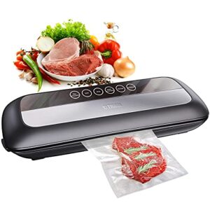 trudin food vacuum sealer machine with 【dry & moist】 sealing modes, automatic vacuum sealer for food preservation with starter kit, built in cutter, led indicator, easy to clean storage