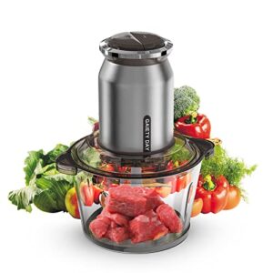 gaiety day food chopper 350 watts, meat grinder 8 cup stainless steel detachable dual layer 4 blade, 2 speeds food processor 2l bpa-free glass bowl for meat, vegetable & fruits