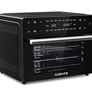 AUMATE Kitchencore Air Fryer Oven, 32 Quart Convection Toaster Oven 9 Slice, Digital Countertop Oven,19-in-1 Air Fryer Toaster Oven Combo with Rotisserie, Dehydrate, Reheat, 7 Accessories,1800W, Black