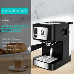 20 Bar Espresso Machine, Compact Espresso Maker with Milk Frother Wand, Professional Espresso Coffee Machine and Cappuccino Machine With 50 Oz Removable Water Tank for Cappuccino, Latte and Barista