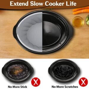 2 Pack Silicone Slow Cooker Liners, Silicone Crockpot Liner for 6 Quart Oval Slow Cookers, Reusable Crock Pot Liners Silicone Leakproof BPA Free Heat Resistant Dishwasher Safe(Black+Gray)