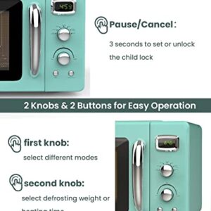 SIMOE Retro Countertop Microwave Oven, 0.9 cu.ft. 900 W Compact Micro-wave Oven with LCD display and 5 Micro Power