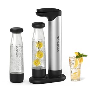 sodaology sparkling water maker with two 1l bpa-free reusable carbonating bottles (co2 cylinder not included)