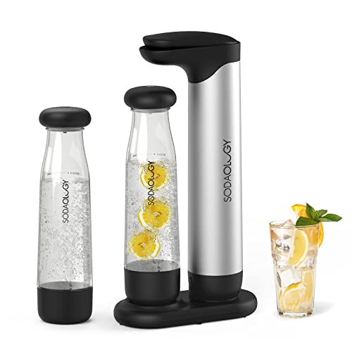 Sodaology Sparkling Water Maker with Two 1L BPA-Free Reusable Carbonating Bottles (CO2 Cylinder Not Included)