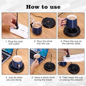 Hot Coffee Warmer Mug Heater: Electric Smart Beverage Cup Warmer Plate with Automatic Switch Gravity Sensor for Desk