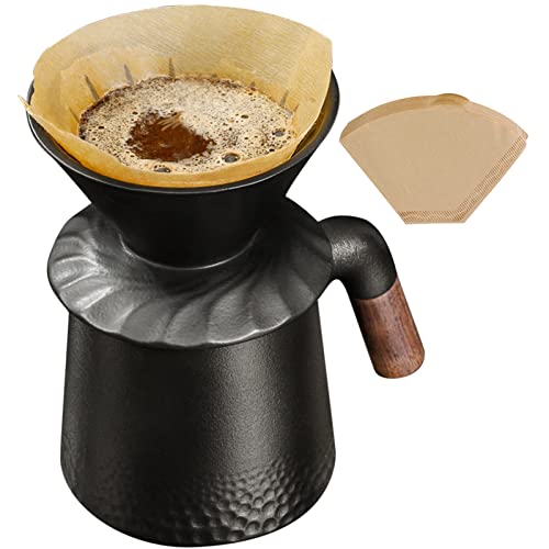 PARACITY Pour Over Coffee Maker Set with Permanent 60° Angled V-Shaped Coffee Dripper Ceramic and 40pcs Coffee Filter, Coffee Dripper Brewer & Coffee Mug, Manual Coffee Maker for Single Cup