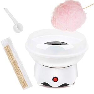 outamateur cotton candy machine,homemade cotton candy maker with large splash-proof plate,10 bamboo sticks and sugar scoop for home birthdays,family parties,festivals,weddings (white)