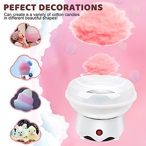 Outamateur Cotton Candy Machine,Homemade Cotton Candy Maker with Large Splash-Proof Plate,10 Bamboo Sticks and Sugar Scoop for Home Birthdays,Family Parties,Festivals,Weddings (White)