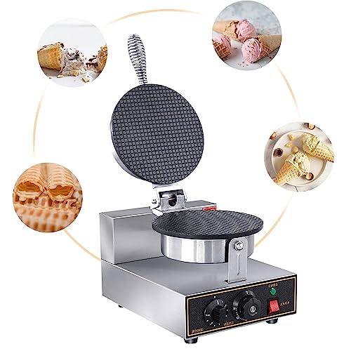 Electric Ice Cream Cone Waffle Maker Machine 1200W Stainless Steel Nonstick Surface for Commercial Home Use (Electric Ice Cream Cone Waffle Maker Machine)